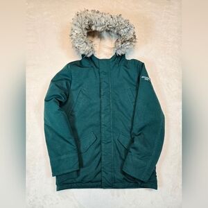 Green Parka with Faux Fur Hood